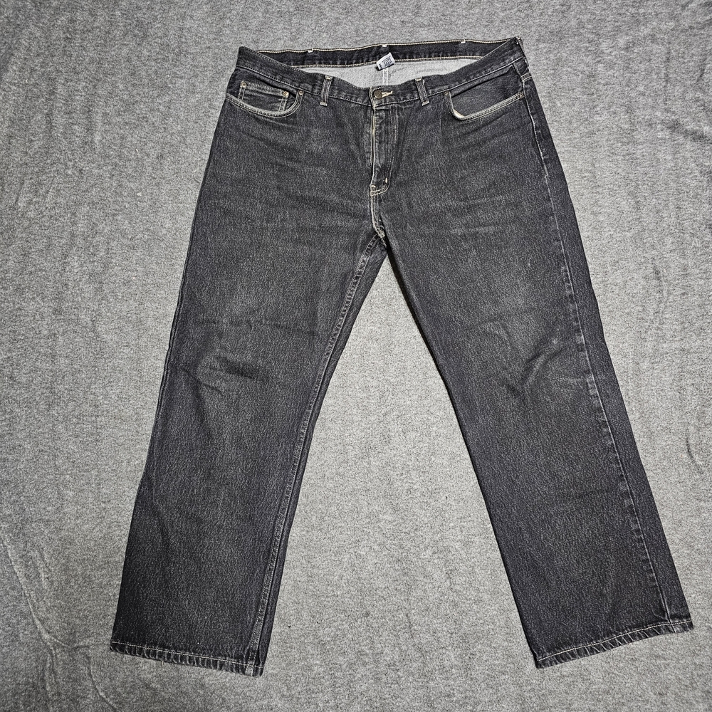 Men's Relaxed Fit Black Wash Jeans 42x32 | 100% Cotton